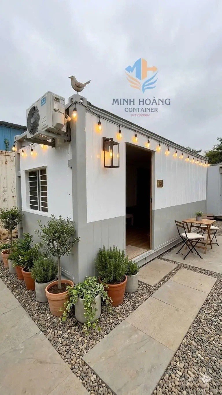 Container Văn Phòng 20 Feet Trắng Xám Toilet Có Nội Ngoại Thất